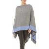Women’s Shawl Wrap Poncho Ruana Cape Cardigan Sweater Open Front for Travel Flight Cruises(Border Design – Gray Blue)