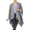 Women’s Shawl Wrap Poncho Ruana Cape Cardigan Sweater Open Front for Travel Flight Cruises(Border Design – Gray Blue)