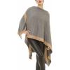 Women’s Shawl Wrap Poncho Ruana Cape Cardigan Sweater Open Front for Travel Flight Cruises(Border Design – Gray Khaki)