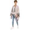 Women’s Shawl Wrap Poncho Ruana Cape Cardigan Sweater Open Front for Travel Flight Cruises(Border Design – Gray Pink)