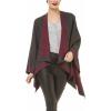 Women’s Shawl Wrap Poncho Ruana Cape Cardigan Sweater Open Front for Travel Flight Cruises(Border Design – Purple Gray)