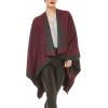 Women’s Shawl Wrap Poncho Ruana Cape Cardigan Sweater Open Front for Travel Flight Cruises(Border Design – Purple Gray)