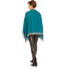Women’s Shawl Wrap Poncho Ruana Cape Cardigan Sweater Open Front for Travel Flight Cruises(Border Design – Turquoise Gray)