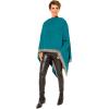 Women’s Shawl Wrap Poncho Ruana Cape Cardigan Sweater Open Front for Travel Flight Cruises(Border Design – Turquoise Gray)