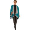 Women’s Shawl Wrap Poncho Ruana Cape Cardigan Sweater Open Front for Travel Flight Cruises(Border Design – Turquoise Gray)