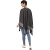 Women’s Shawl Wrap Poncho Ruana Cape Cardigan Sweater Open Front for Travel Flight Cruises(Border With Stud – Double Gray)