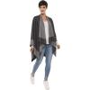 Women’s Shawl Wrap Poncho Ruana Cape Cardigan Sweater Open Front for Travel Flight Cruises(Border With Stud – Double Gray)