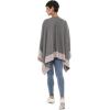Women’s Shawl Wrap Poncho Ruana Cape Cardigan Sweater Open Front for Travel Flight Cruises(Border With Stud – Pink Gray)