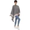 Women’s Shawl Wrap Poncho Ruana Cape Cardigan Sweater Open Front for Travel Flight Cruises(Border With Stud – Pink Gray)