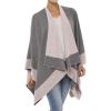 Women’s Shawl Wrap Poncho Ruana Cape Cardigan Sweater Open Front for Travel Flight Cruises(Border With Stud – Pink Gray)