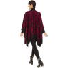 Women’s Shawl Wrap Poncho Ruana Cape Cardigan Sweater Open Front for Travel Flight Cruises(Leopard Design – Black Red)
