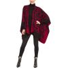 Women’s Shawl Wrap Poncho Ruana Cape Cardigan Sweater Open Front for Travel Flight Cruises(Leopard Design – Black Red)