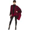 Women’s Shawl Wrap Poncho Ruana Cape Cardigan Sweater Open Front for Travel Flight Cruises(Leopard Design – Black Red)