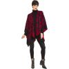 Women’s Shawl Wrap Poncho Ruana Cape Cardigan Sweater Open Front for Travel Flight Cruises(Leopard Design – Black Red)