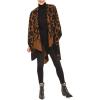 Women’s Shawl Wrap Poncho Ruana Cape Cardigan Sweater Open Front for Travel Flight Cruises(Leopard Design – Brown Black)