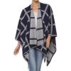 Women’s Shawl Wrap Poncho Ruana Cape Cardigan Sweater Open Front for Travel Flight Cruises(Plaid Design – Navy Gray)