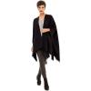 Women’s Shawl Wrap Poncho Ruana Cape Cardigan Sweater Open Front for Travel Flight Cruises(Solid Color Design – Black)