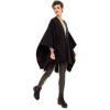 Women’s Shawl Wrap Poncho Ruana Cape Cardigan Sweater Open Front for Travel Flight Cruises(Solid Color Design – Black)