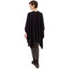 Women’s Shawl Wrap Poncho Ruana Cape Cardigan Sweater Open Front for Travel Flight Cruises(Solid Color Design – Black)