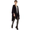 Women’s Shawl Wrap Poncho Ruana Cape Cardigan Sweater Open Front for Travel Flight Cruises(Solid Color Design – Black)