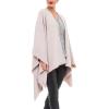 Women’s Shawl Wrap Poncho Ruana Cape Cardigan Sweater Open Front for Travel Flight Cruises(Solid Color Design – Blush)