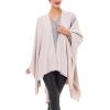 Women’s Shawl Wrap Poncho Ruana Cape Cardigan Sweater Open Front for Travel Flight Cruises(Solid Color Design – Blush)