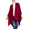 Women’s Shawl Wrap Poncho Ruana Cape Cardigan Sweater Open Front for Travel Flight Cruises(Solid Color Design – Burgundy)