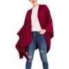 Women’s Shawl Wrap Poncho Ruana Cape Cardigan Sweater Open Front for Travel Flight Cruises(Solid Color Design – Burgundy)