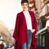 Women’s Shawl Wrap Poncho Ruana Cape Cardigan Sweater Open Front for Travel Flight Cruises(Solid Color Design – Burgundy)