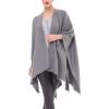 Women’s Shawl Wrap Poncho Ruana Cape Cardigan Sweater Open Front for Travel Flight Cruises(Solid Color Design – Gray)