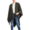 Women’s Shawl Wrap Poncho Ruana Cape Cardigan Sweater Open Front for Travel Flight Cruises(Solid Color Design – Green)
