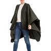 Women’s Shawl Wrap Poncho Ruana Cape Cardigan Sweater Open Front for Travel Flight Cruises(Solid Color Design – Green)