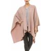 Women’s Shawl Wrap Poncho Ruana Cape Cardigan Sweater Open Front for Travel Flight Cruises(Solid Color Design – Mauve)