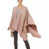 Women’s Shawl Wrap Poncho Ruana Cape Cardigan Sweater Open Front for Travel Flight Cruises(Solid Color Design – Mauve)