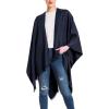Women’s Shawl Wrap Poncho Ruana Cape Cardigan Sweater Open Front for Travel Flight Cruises(Solid Color Design – Navy)