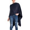 Women’s Shawl Wrap Poncho Ruana Cape Cardigan Sweater Open Front for Travel Flight Cruises(Solid Color Design – Navy)