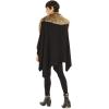 Women’s Shawl Wrap Poncho Ruana Cape Cardigan Sweater Open Front for Travel Flight Cruises(Solid Color With Fur – Black)