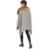 Women’s Shawl Wrap Poncho Ruana Cape Cardigan Sweater Open Front for Travel Flight Cruises(Solid Color With Fur – Gray)