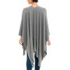 Women’s Shawl Wrap Poncho Ruana Cape Cardigan Sweater Open Front for Travel Flight Cruises(Solid Color With Pearl – Gray)