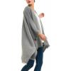 Women’s Shawl Wrap Poncho Ruana Cape Cardigan Sweater Open Front for Travel Flight Cruises(Solid Color With Pearl – Gray)