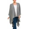 Women’s Shawl Wrap Poncho Ruana Cape Cardigan Sweater Open Front for Travel Flight Cruises(Solid Color With Pearl – Gray)