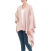Women’s Shawl Wrap Poncho Ruana Cape Cardigan Sweater Open Front for Travel Flight Cruises(Solid Color With Pearl – Mauve)