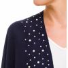 Women’s Shawl Wrap Poncho Ruana Cape Cardigan Sweater Open Front for Travel Flight Cruises(Solid Color With Pearl – Navy Blue)