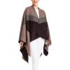 Women’s Shawl Wrap Poncho Ruana Cape Cardigan Sweater Open Front for Travel Flight Cruises(Spanish Design – 1 Geometric Brown Gray)
