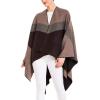 Women’s Shawl Wrap Poncho Ruana Cape Cardigan Sweater Open Front for Travel Flight Cruises(Spanish Design – 1 Geometric Brown Gray)