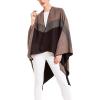 Women’s Shawl Wrap Poncho Ruana Cape Cardigan Sweater Open Front for Travel Flight Cruises(Spanish Design – 1 Geometric Brown Gray)