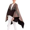 Women’s Shawl Wrap Poncho Ruana Cape Cardigan Sweater Open Front for Travel Flight Cruises(Spanish Design – 1 Geometric Brown Gray)