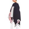 Women’s Shawl Wrap Poncho Ruana Cape Cardigan Sweater Open Front for Travel Flight Cruises(Spanish Design – 1 Geometric Pink Navy)