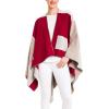 Women’s Shawl Wrap Poncho Ruana Cape Cardigan Sweater Open Front for Travel Flight Cruises(Spanish Design – 1 Geometric Red Beige)