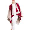 Women’s Shawl Wrap Poncho Ruana Cape Cardigan Sweater Open Front for Travel Flight Cruises(Spanish Design – 1 Geometric Red Beige)